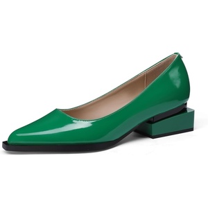 image:imageLingxiaUne Dress Shoes for Women Comfortable Dressy Flats Womens Chunky Heel Pumps with Arch Support and Pointed ToeCgreen Patent